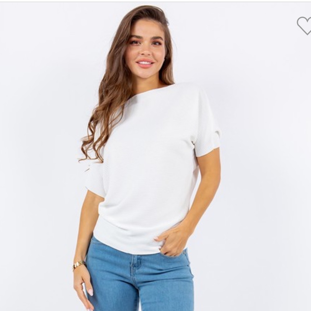 Fancy Fashion White stretch knit top White